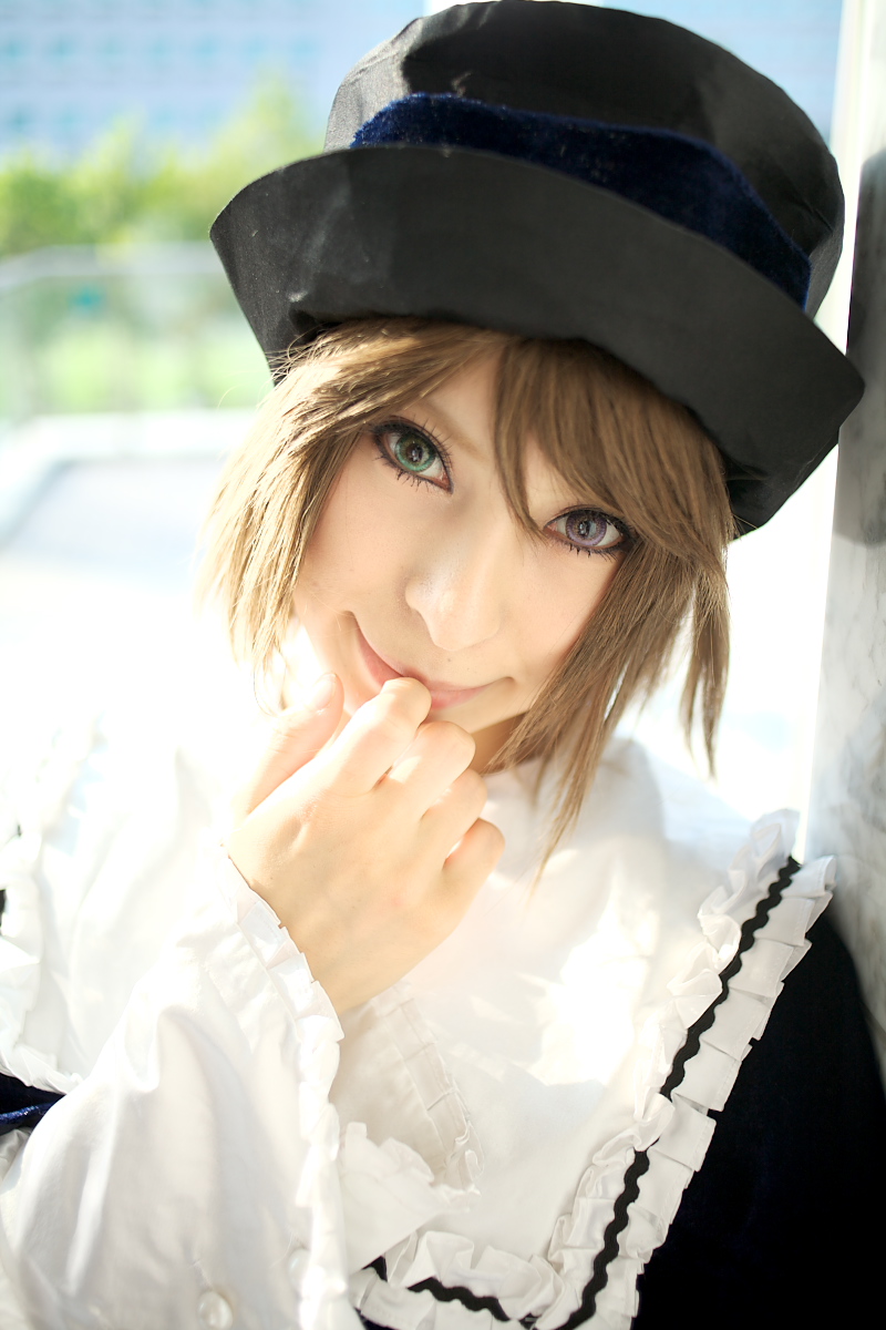 ari (model), souseiseki, rozen maiden, highres, photo (medium), cosplay, frills, hat, heterochromia