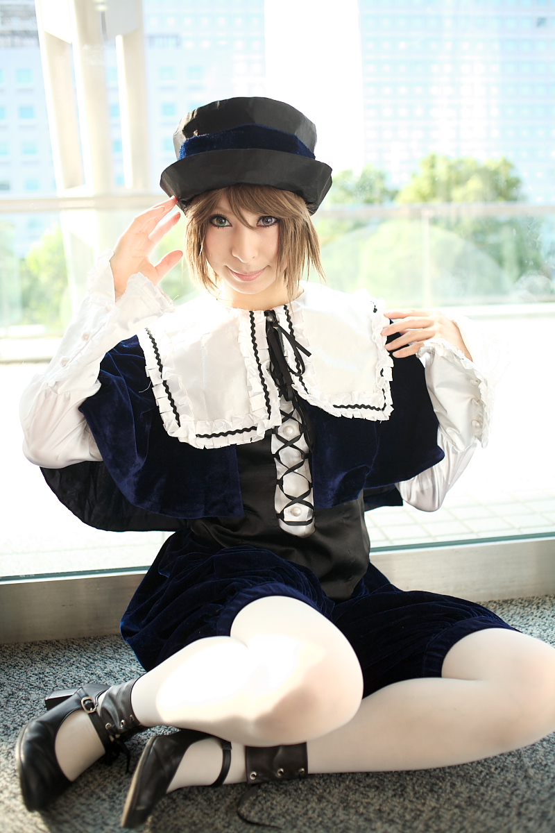 ari (model), souseiseki, rozen maiden, highres, photo (medium), cosplay, frills, hat, heterochromia