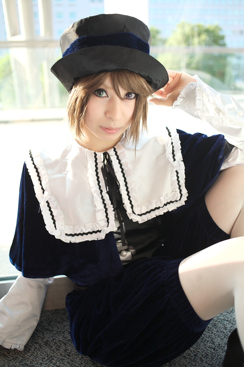 ari (model), souseiseki, rozen maiden, highres, photo (medium), cosplay, frills, hat, heterochromia