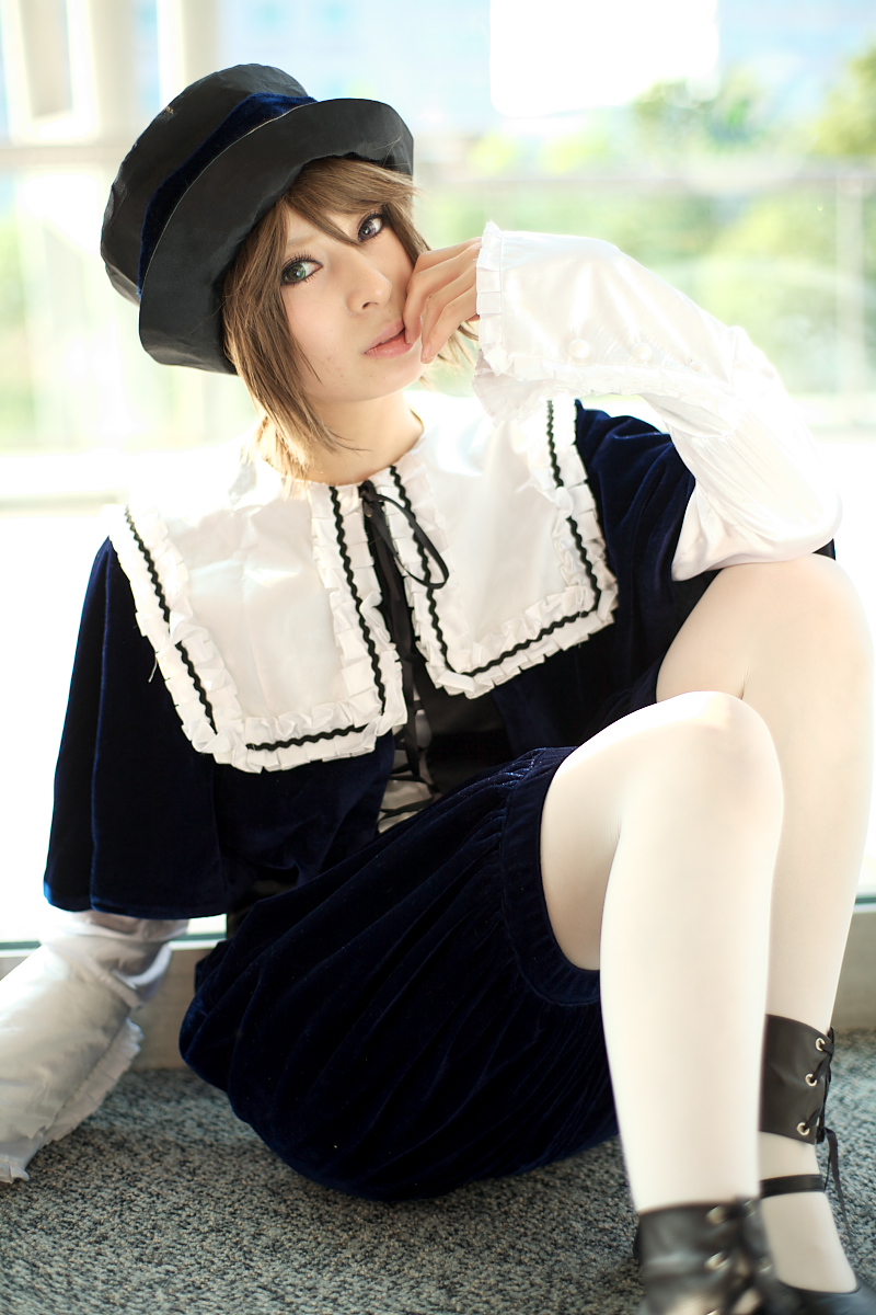 ari (model), souseiseki, rozen maiden, highres, photo (medium), cosplay, frills, hat, heterochromia