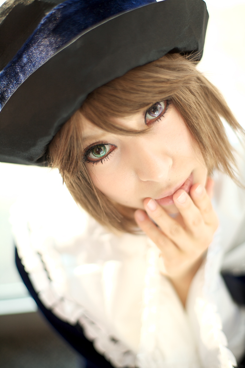 ari (model), souseiseki, rozen maiden, highres, photo (medium), cosplay, frills, hat, heterochromia