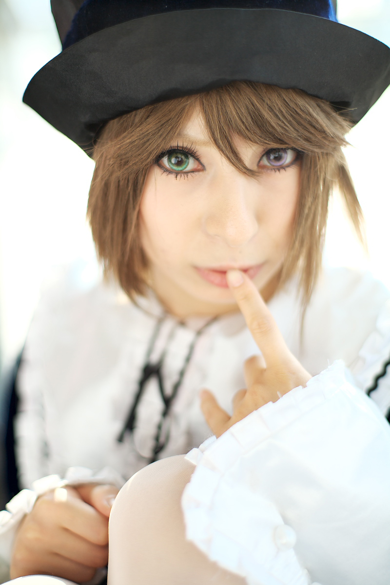 ari (model), souseiseki, rozen maiden, highres, photo (medium), cosplay, frills, hat, heterochromia