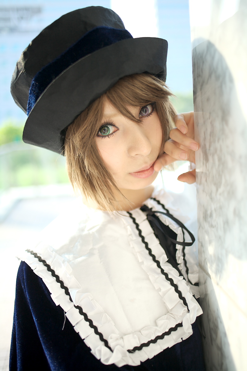 ari (model), souseiseki, rozen maiden, highres, photo (medium), cosplay, frills, hat, heterochromia