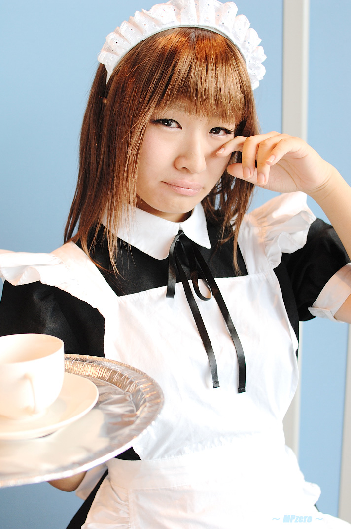 photo (medium), apron, cosplay, maid, maid apron, rio minase, tray