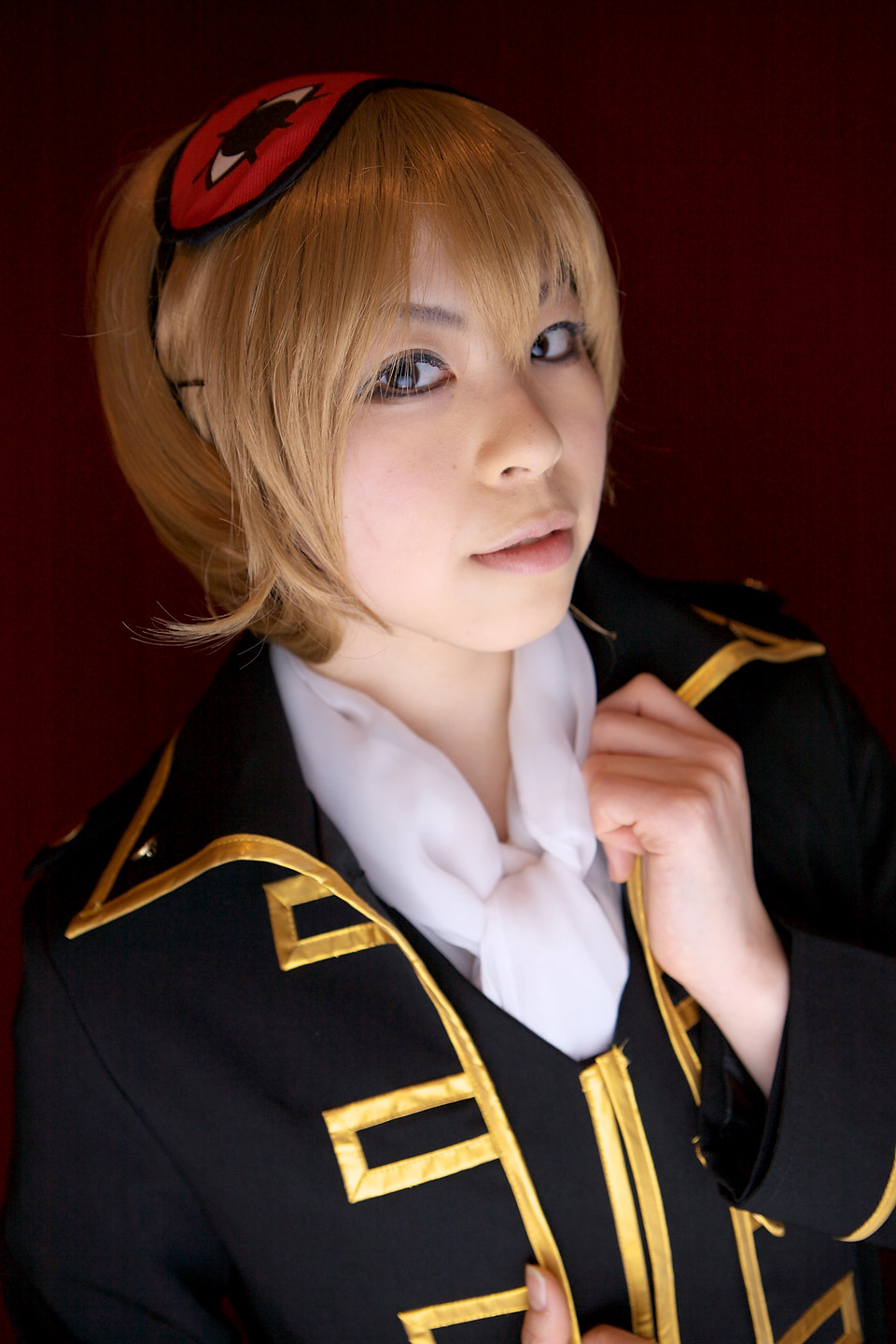 katou mari, okita sougo, gintama, highres, photo (medium), blonde hair, cosplay, eye mask