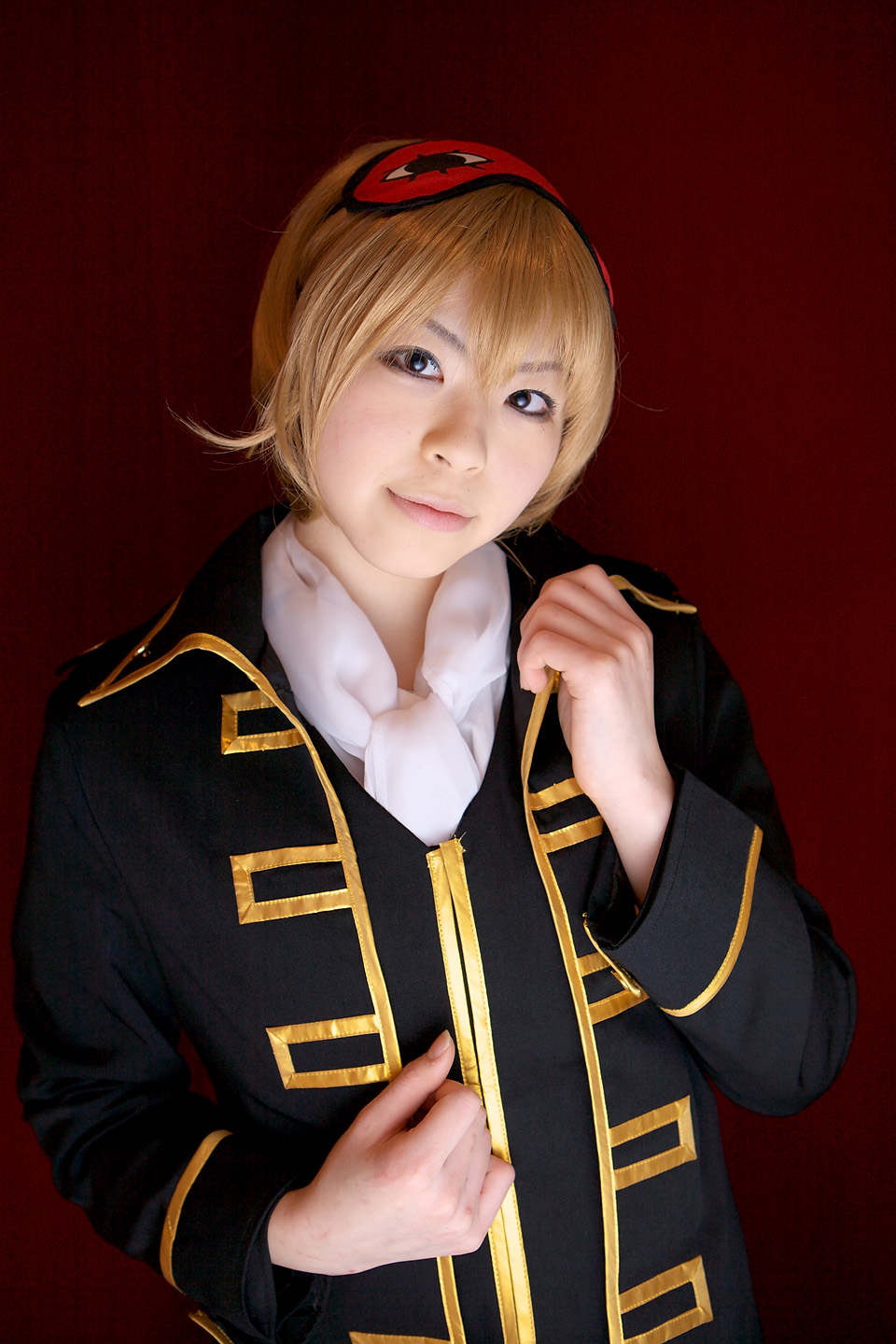 katou mari, okita sougo, gintama, highres, photo (medium), blonde hair, cosplay, eye mask