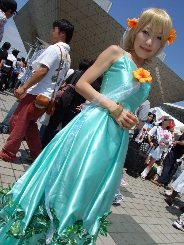 koucha remon, cagalli yula athha, gundam, gundam seed, gundam seed destiny, photo (medium), blonde hair, cosplay, dress, flower, gown