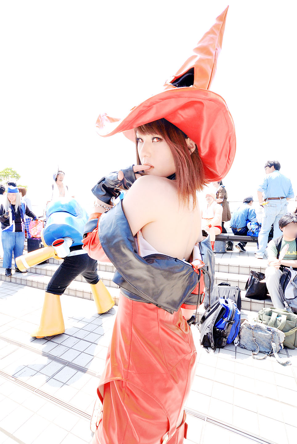 miya, i-no, arc system works, guilty gear, highres, photo (medium), bare shoulders, cosplay, hat, witch hat