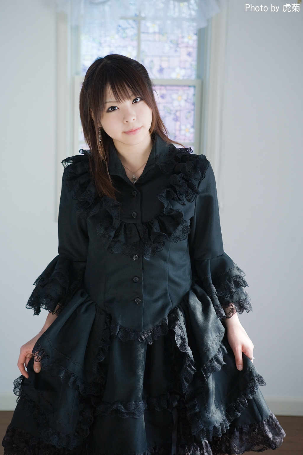 katou mari, highres, photo (medium), dress, frills, lace
