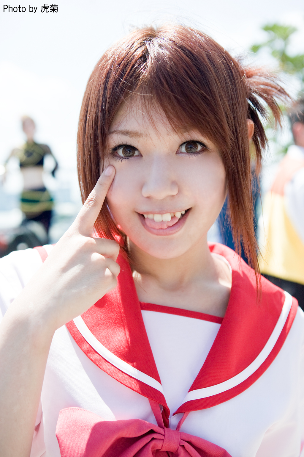 komaki manaka, to heart (series), to heart 2, highres, photo (medium), cosplay, school uniform, serafuku, twintails