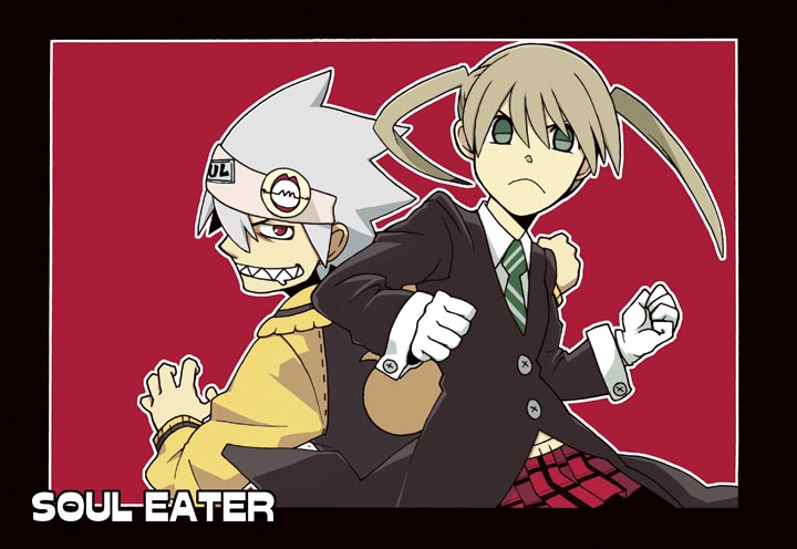 maka albarn, soul evans, soul eater, 00s, plaid clothes, plaid skirt, raglan sleeves, school uniform, serafuku, skirt, twintails