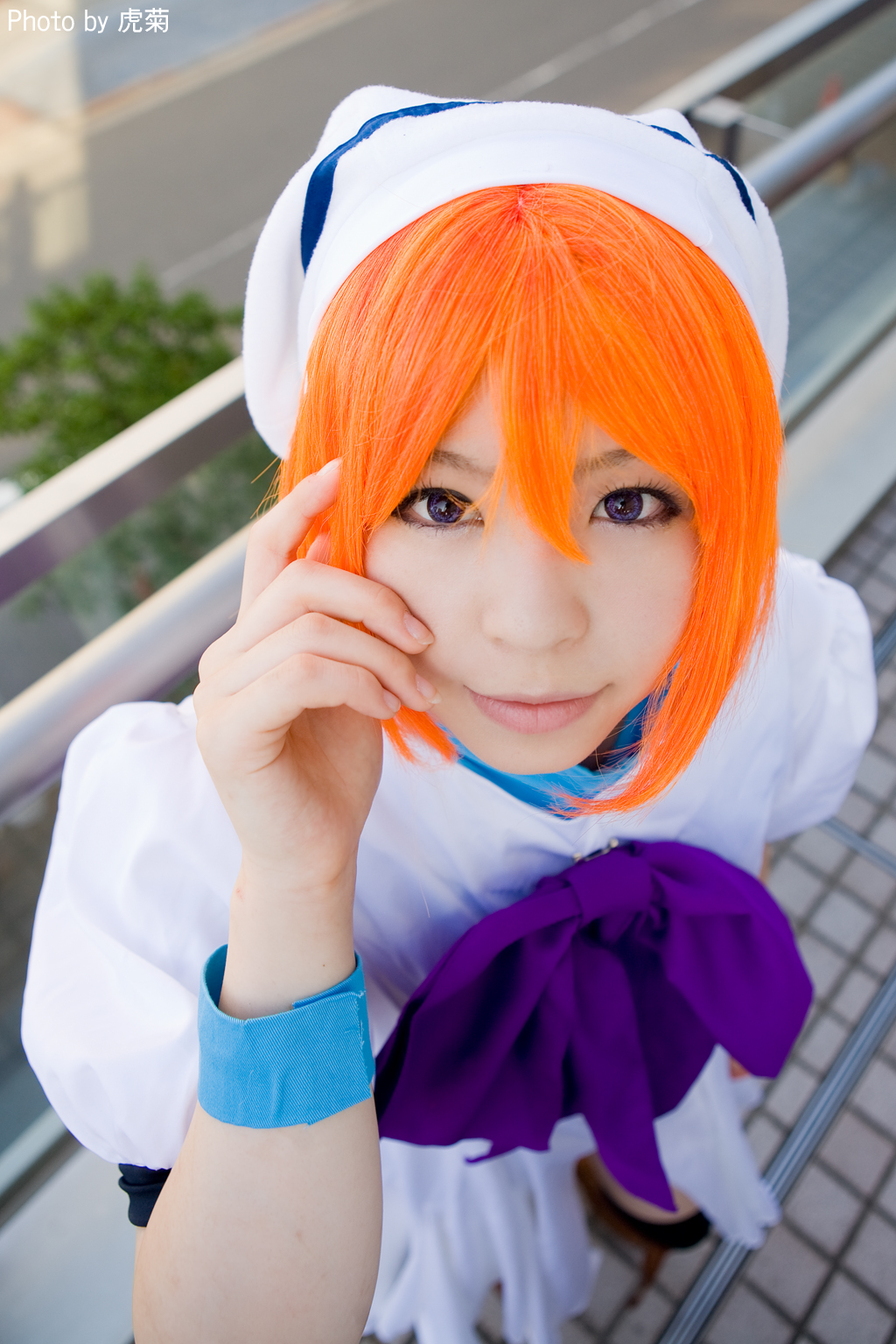 katou mari, ryuuguu rena, higurashi no naku koro ni, highres, photo (medium), cosplay, hat, orange hair, sailor hat