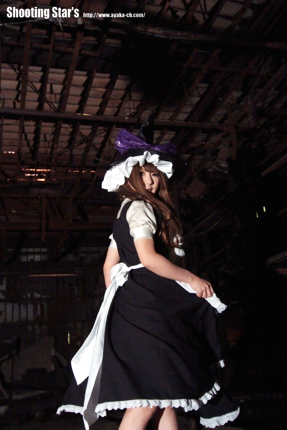 poo (saku), kirisame marisa, touhou, highres, photo (medium), apron, cosplay, dress, female focus, witch