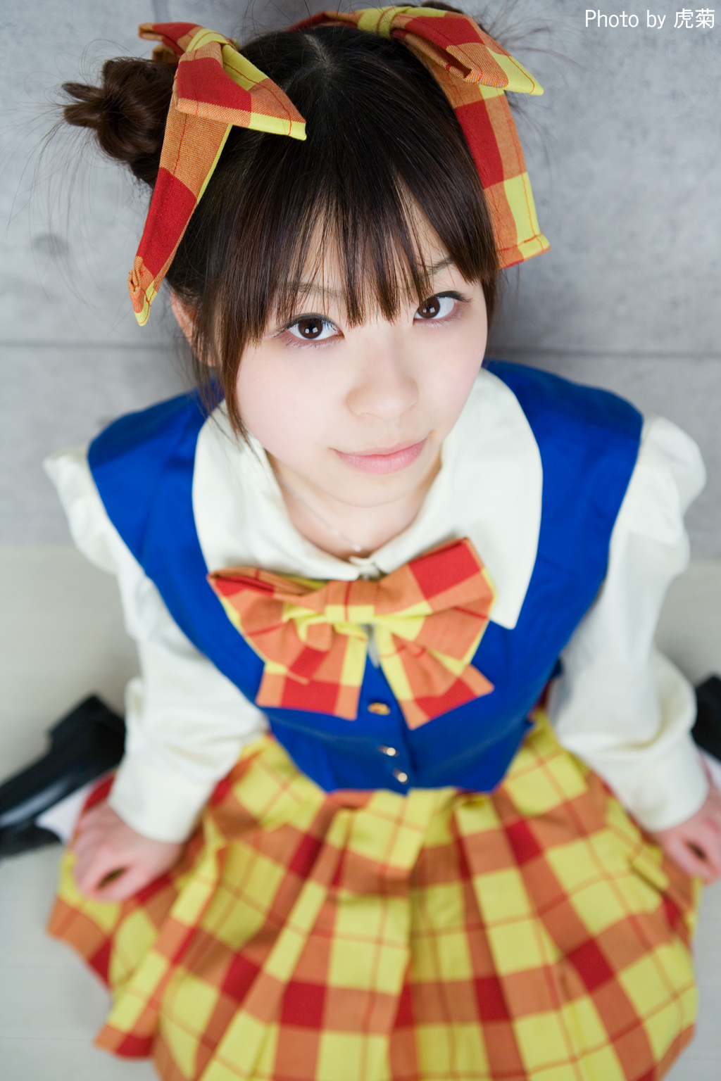 katou mari, narusawa yui, highres, photo (medium), bow, cosplay, hair bow