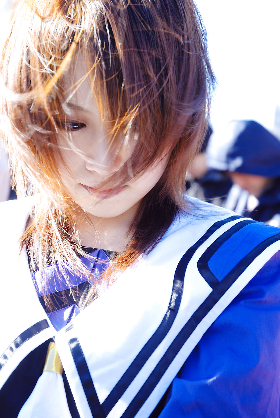 kipi-san, yoshizuki iori, i"s, highres, photo (medium), 1girl, asian, brown eyes, brown hair, cosplay, female focus, looking at viewer, school uniform, serafuku, solo, yoshizuki iori (cosplay)