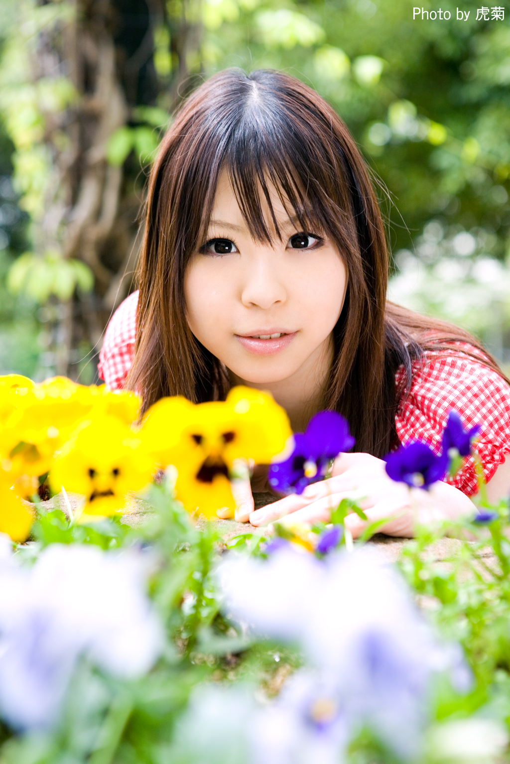 katou mari, highres, photo (medium), tagme, flower