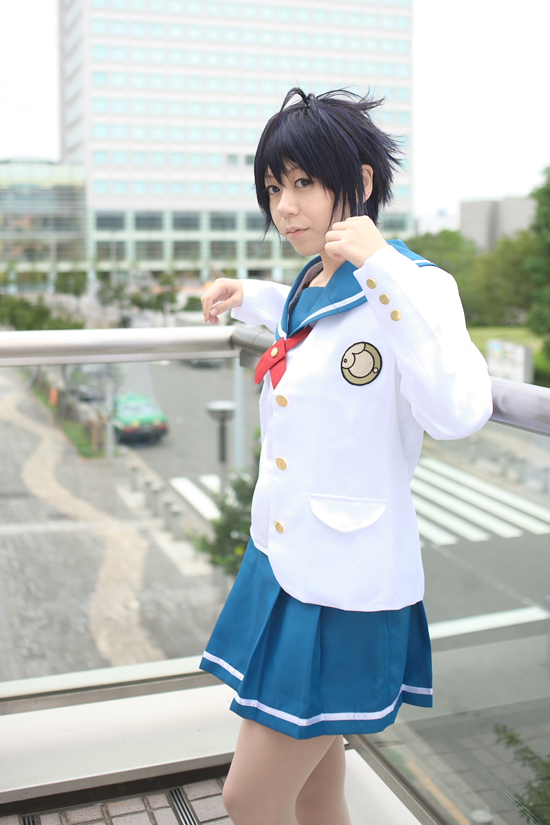 chouko, kikuchi makoto, idolmaster, idolmaster xenoglossia, highres, photo (medium), cosplay, school uniform, serafuku