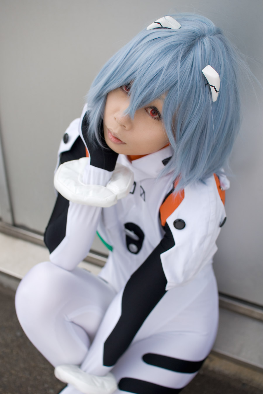 ayanami rei, katsuragi ebino, neon genesis evangelion, highres, photo (medium), blue hair, cosplay, mecha pilot suit, plugsuit (evangelion)
