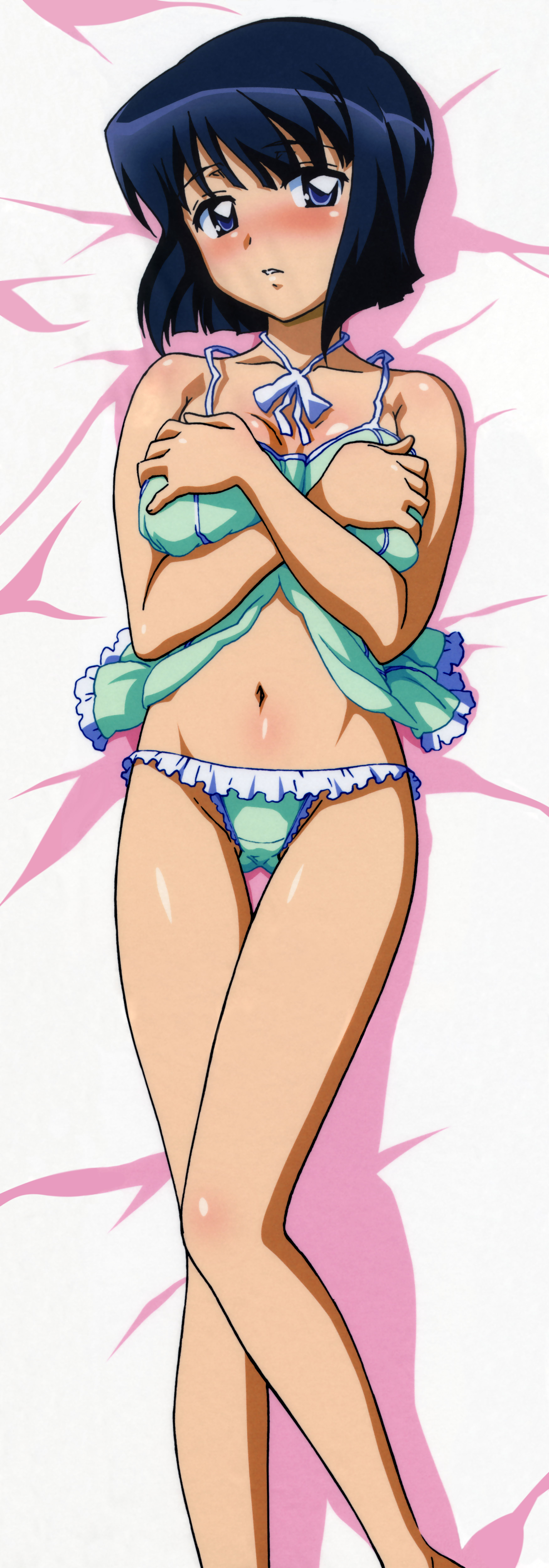 fujii masahiro, siesta (zero no tsukaima), zero no tsukaima, absurdres, highres, huge filesize, incredibly absurdres, long image, tall image, 00s, 1girl, black hair, blush, female focus, lingerie, maid, midriff, navel, panties, solo, thigh gap, thighs, underwear