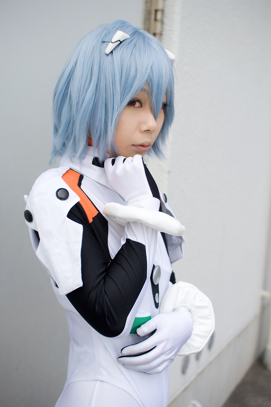 ayanami rei, katsuragi ebino, neon genesis evangelion, highres, photo (medium), blue hair, cosplay, mecha pilot suit, plugsuit (evangelion)