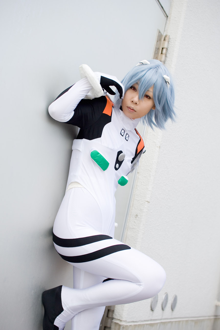 ayanami rei, katsuragi ebino, neon genesis evangelion, highres, photo (medium), blue hair, cosplay, mecha pilot suit, plugsuit (evangelion)