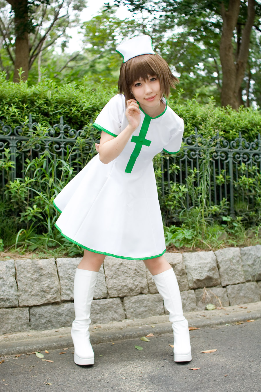 hirano kurita, kurusu nazuki, kurukuru lab, highres, photo (medium), boots, cosplay, nurse
