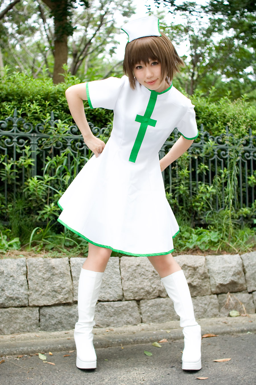 hirano kurita, kurusu nazuki, kurukuru lab, highres, photo (medium), boots, cosplay, nurse