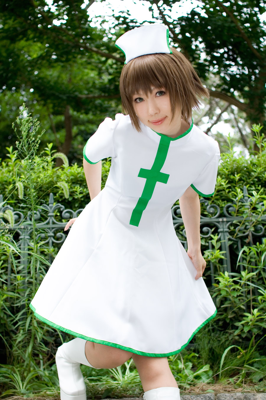 hirano kurita, kurusu nazuki, kurukuru lab, highres, photo (medium), boots, cosplay, nurse