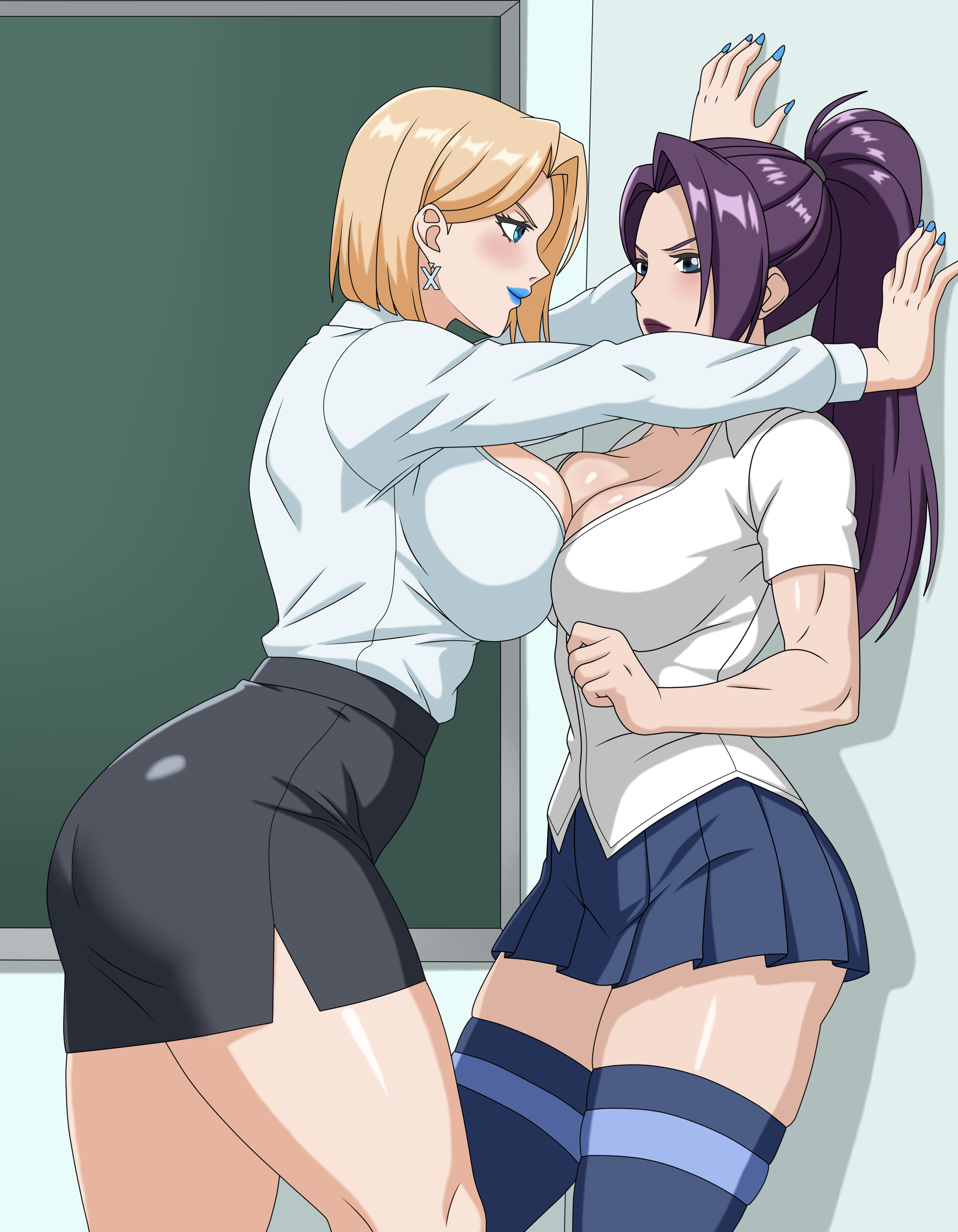 tsubasadraw, emma frost, psylocke, marvel, marvel rivals, x-men, 2girls, breasts, large breasts, long hair, multiple girls