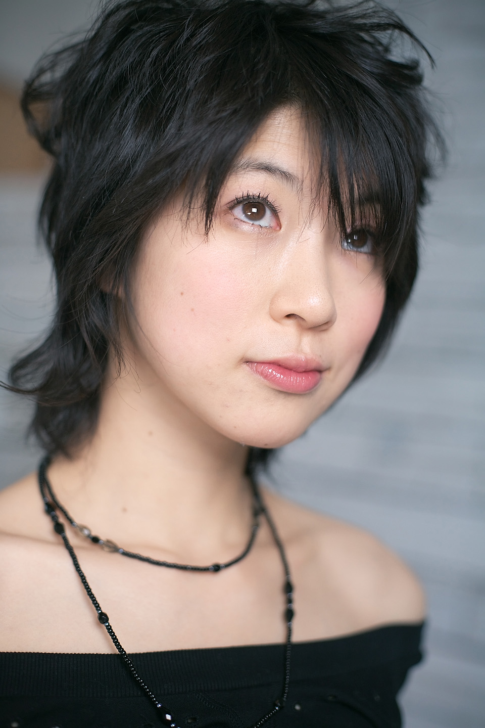 komiyama maki, highres, photo (medium), tagme, bare shoulders, sweater