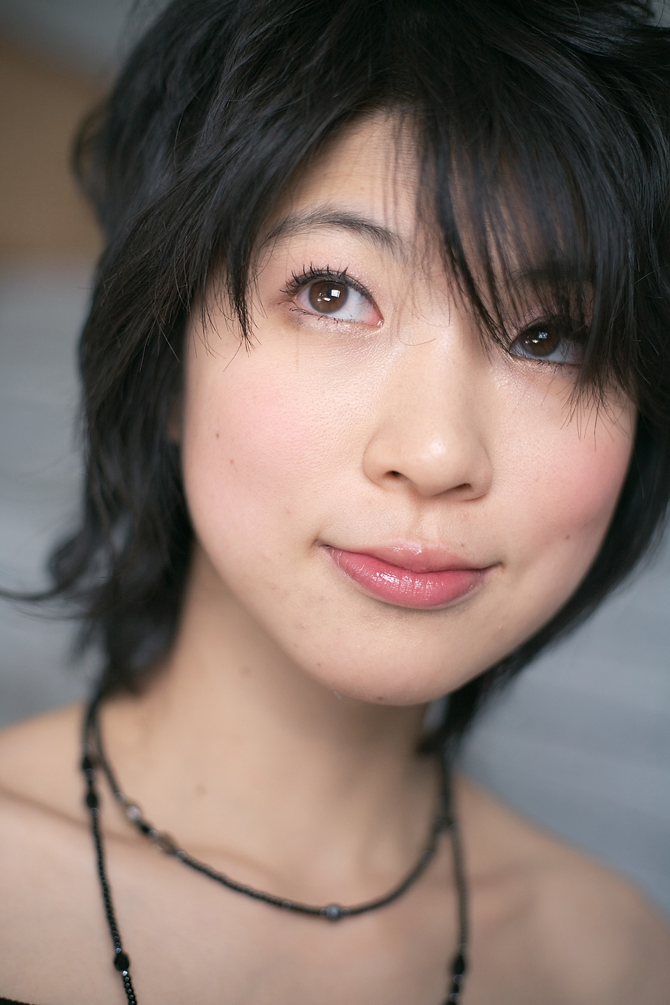 komiyama maki, highres, photo (medium), tagme, bare shoulders, sweater