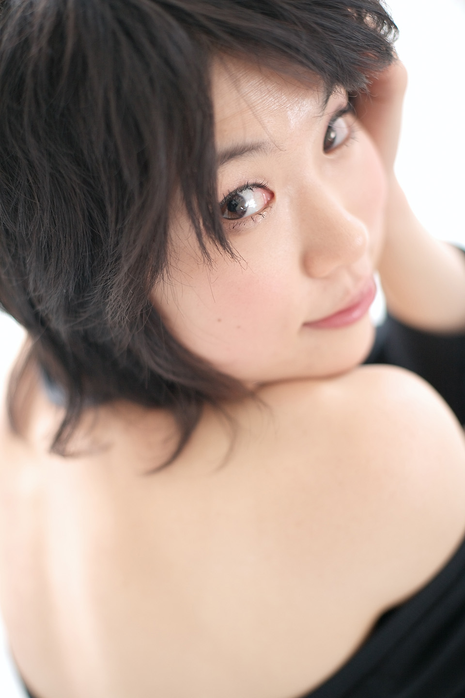 komiyama maki, highres, photo (medium), tagme, bare shoulders, sweater