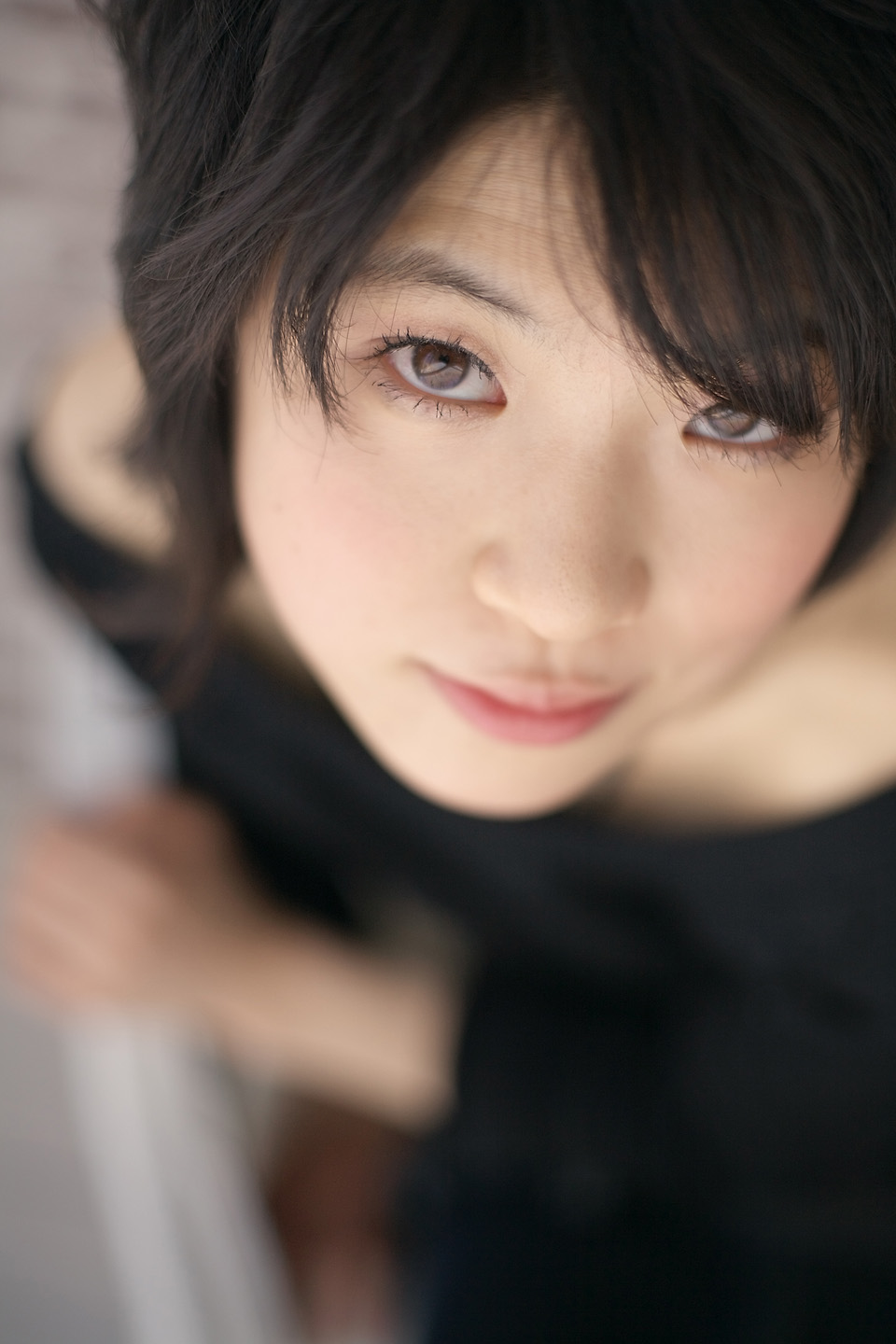 komiyama maki, highres, photo (medium), tagme, bare shoulders, sweater