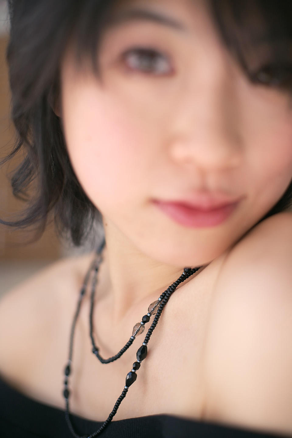 komiyama maki, highres, photo (medium), tagme, bare shoulders, sweater