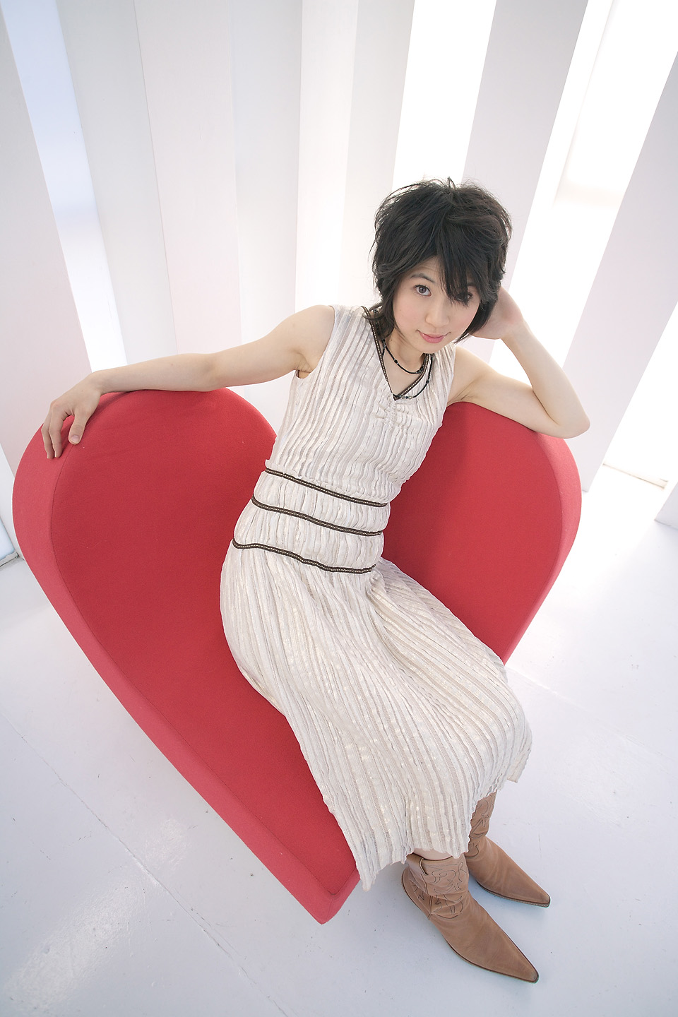 komiyama maki, highres, photo (medium), tagme, boots, dress