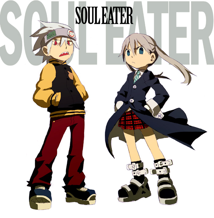 chingisu, maka albarn, soul evans, soul eater, 00s, plaid clothes, plaid skirt, raglan sleeves, school uniform, serafuku, skirt, twintails