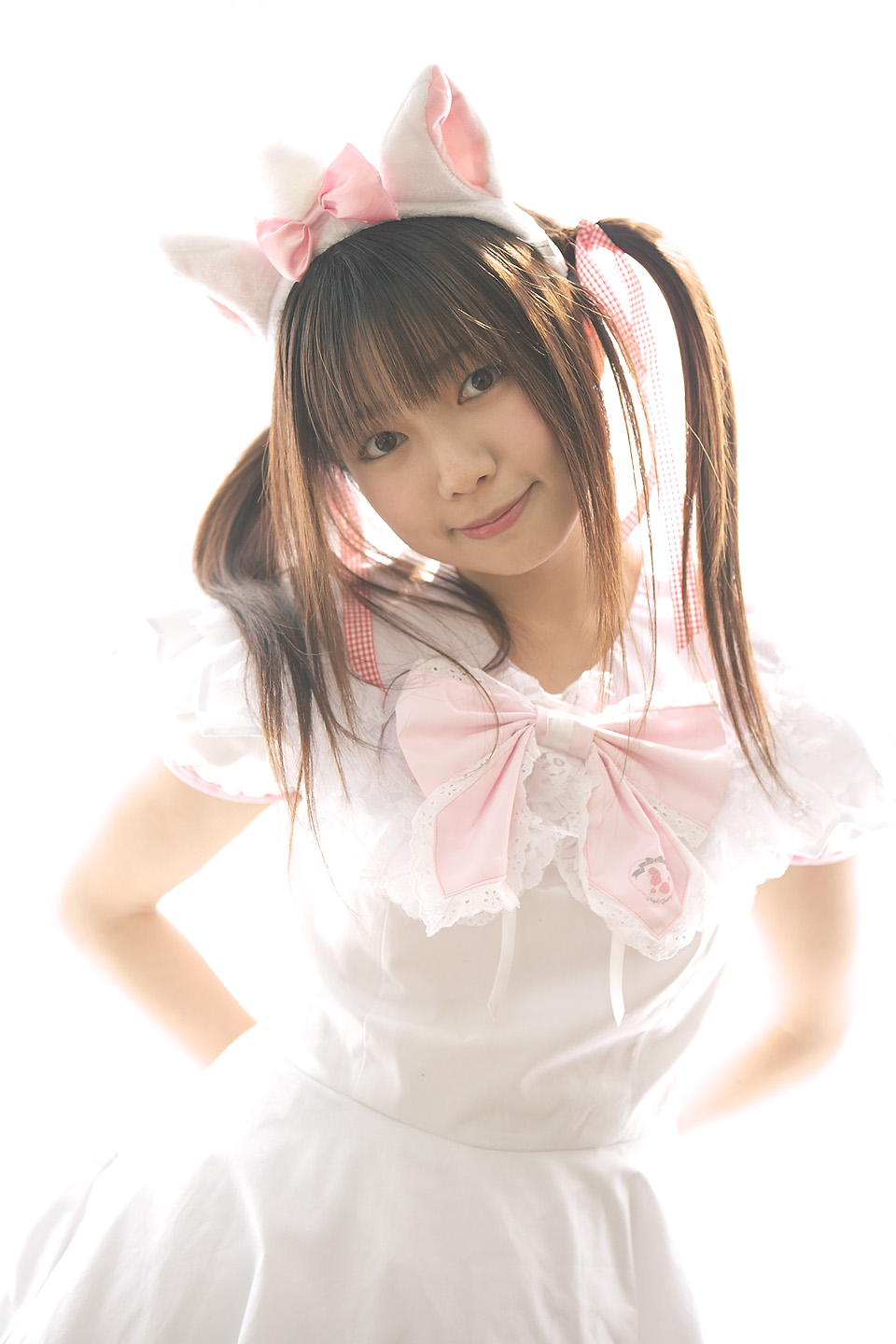 sakura yayoi, marie, highres, photo (medium), animal ears, aristocats, cat ears, cosplay, dress, frilled dress, frills, lace, twintails