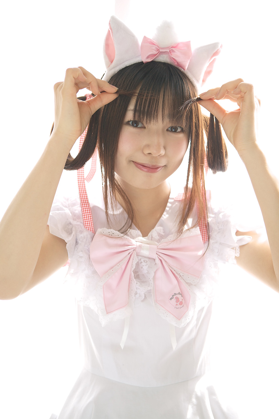 sakura yayoi, marie, highres, photo (medium), animal ears, aristocats, cat ears, cosplay, dress, frilled dress, frills, lace, twintails