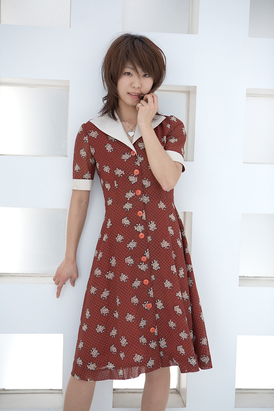 kawashima sai, highres, photo (medium), tagme, dress, jewelry, necklace