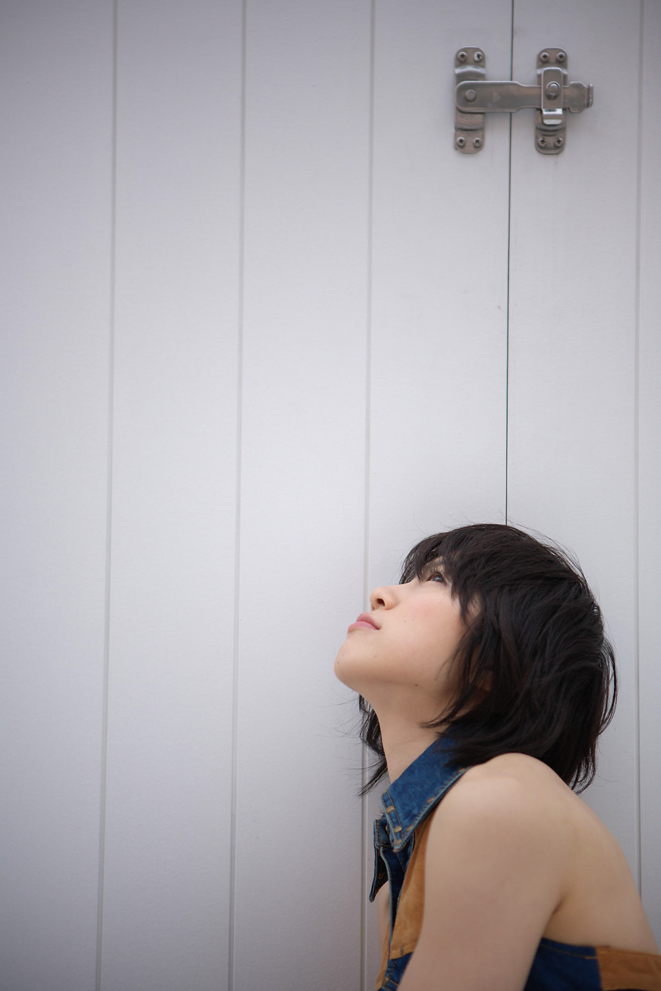 komiyama maki, highres, photo (medium), tagme, denim vest