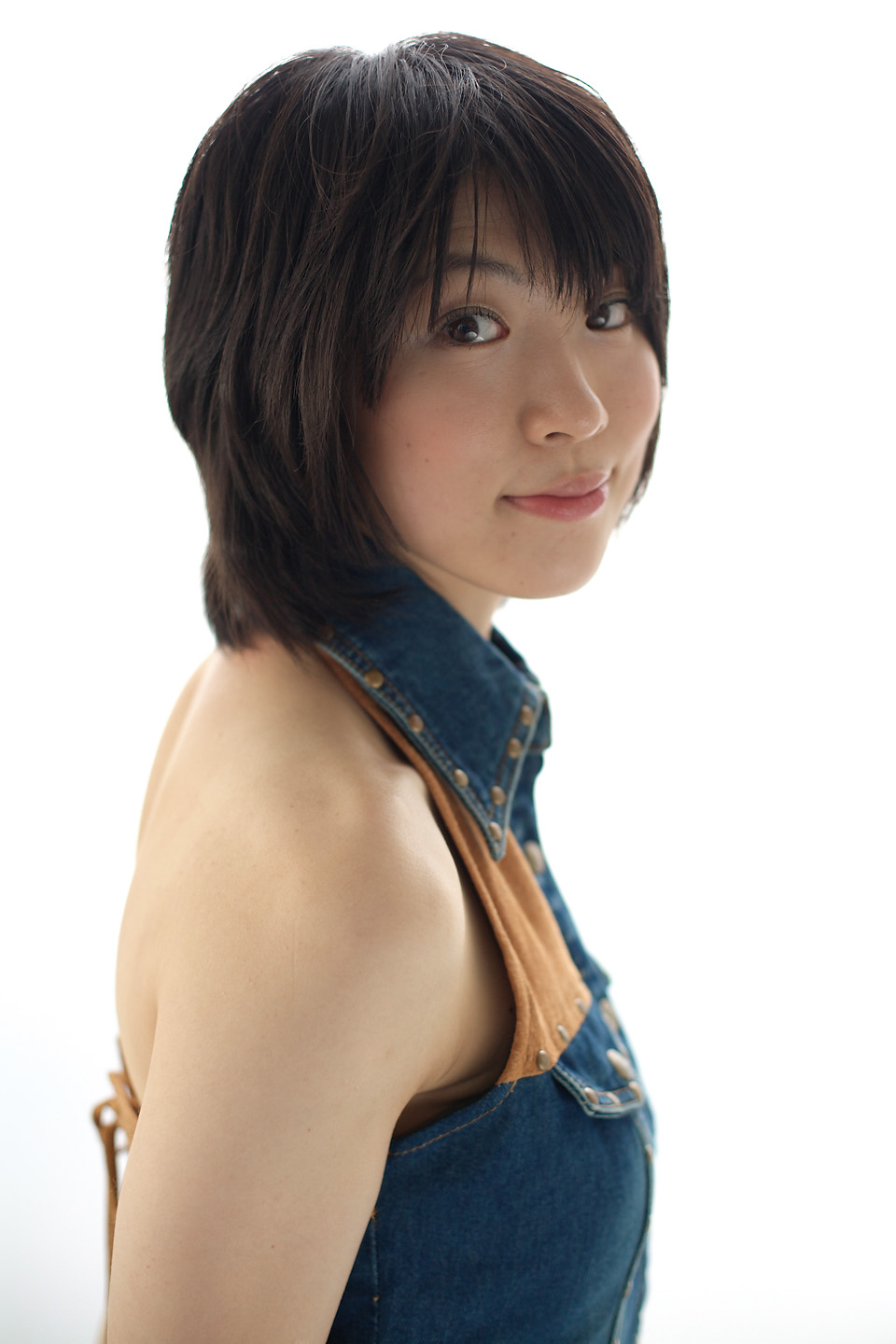 komiyama maki, highres, photo (medium), tagme, denim vest
