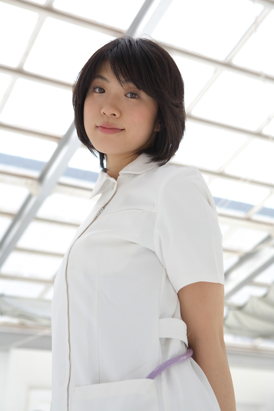 komiyama maki, highres, photo (medium), cosplay, nurse, stethoscope