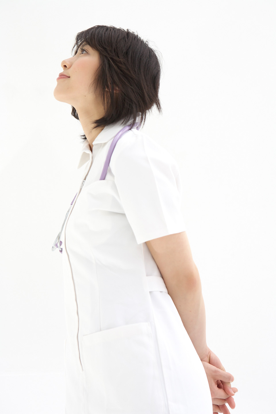 komiyama maki, highres, photo (medium), cosplay, nurse, stethoscope