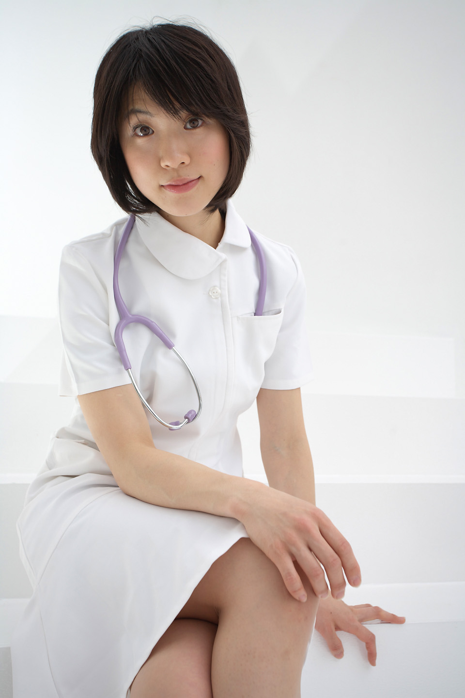 komiyama maki, highres, photo (medium), cosplay, nurse, stethoscope