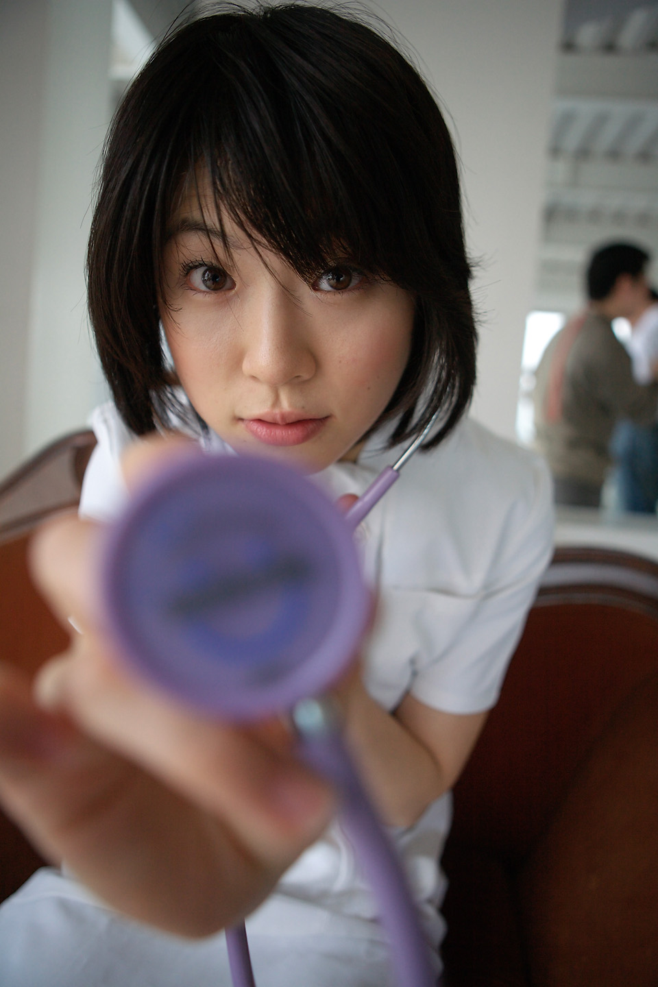 komiyama maki, highres, photo (medium), cosplay, nurse, stethoscope