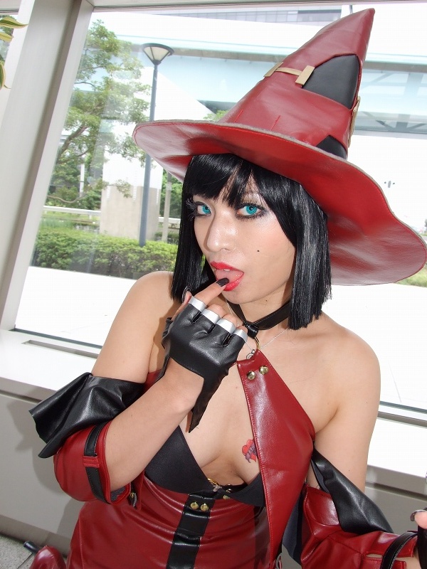 minami miki, i-no, arc system works, guilty gear, photo (medium), bare shoulders, cosplay, guitar, hat, instrument, witch hat