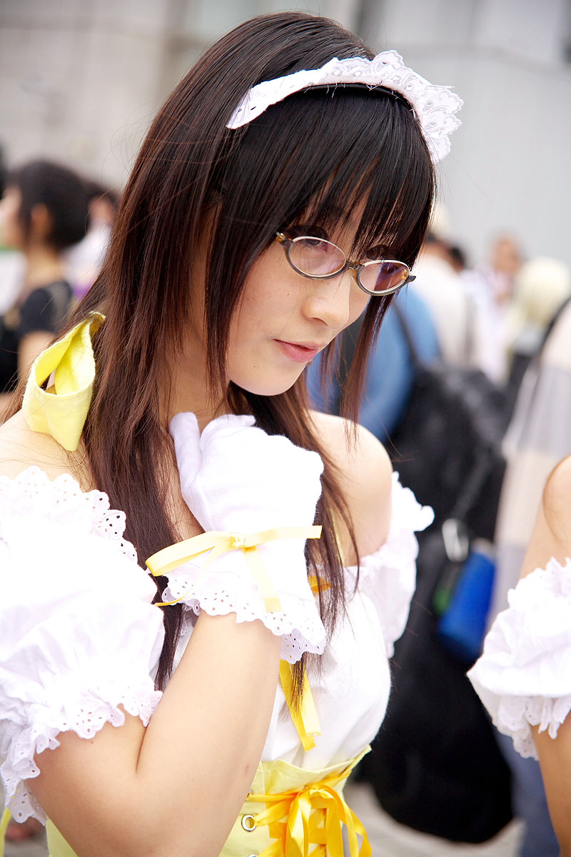 character request, highres, photo (medium), source request, cosplay, dress, frills, glasses, gloves, tocca