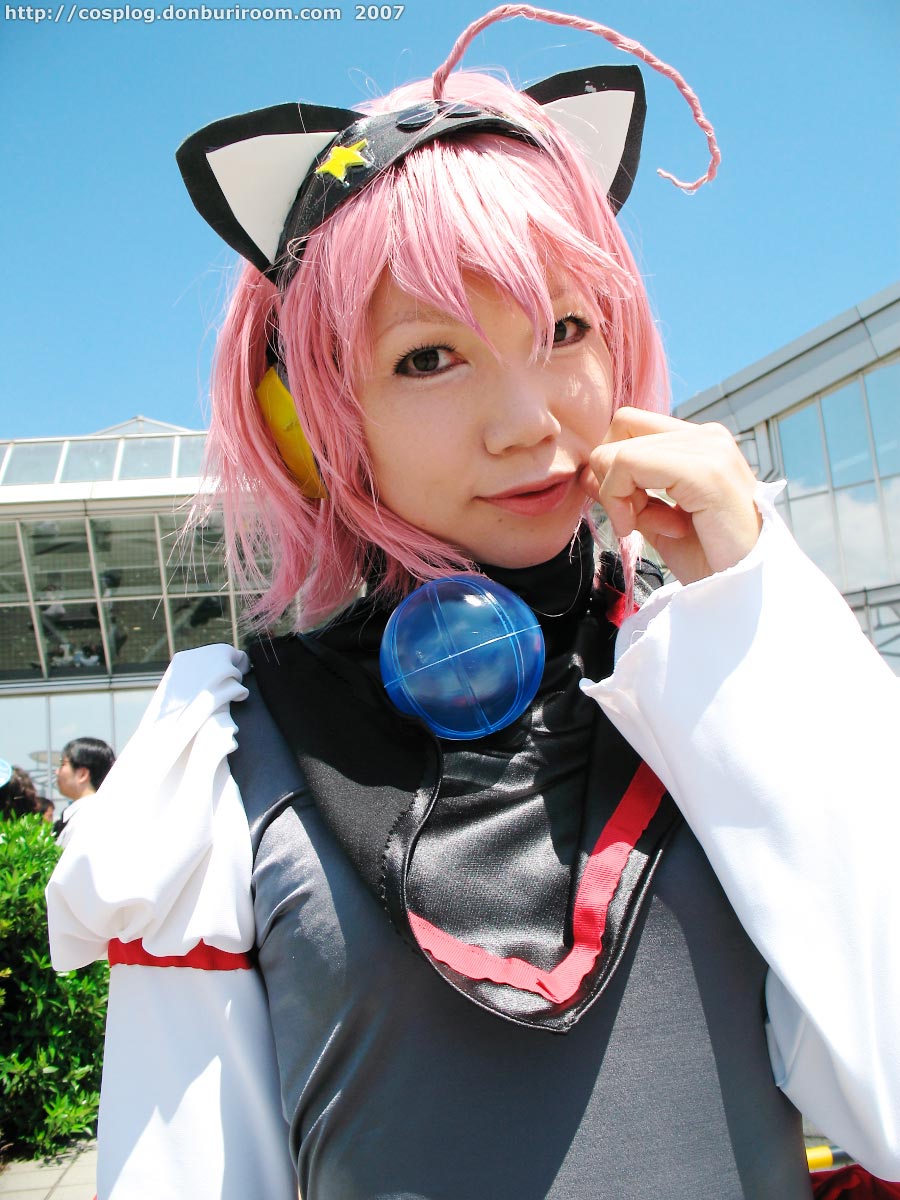 nanami akua, tempera sumi, moetan, highres, photo (medium), ahoge, animal ears, asian, cat ears, cosplay, pink hair