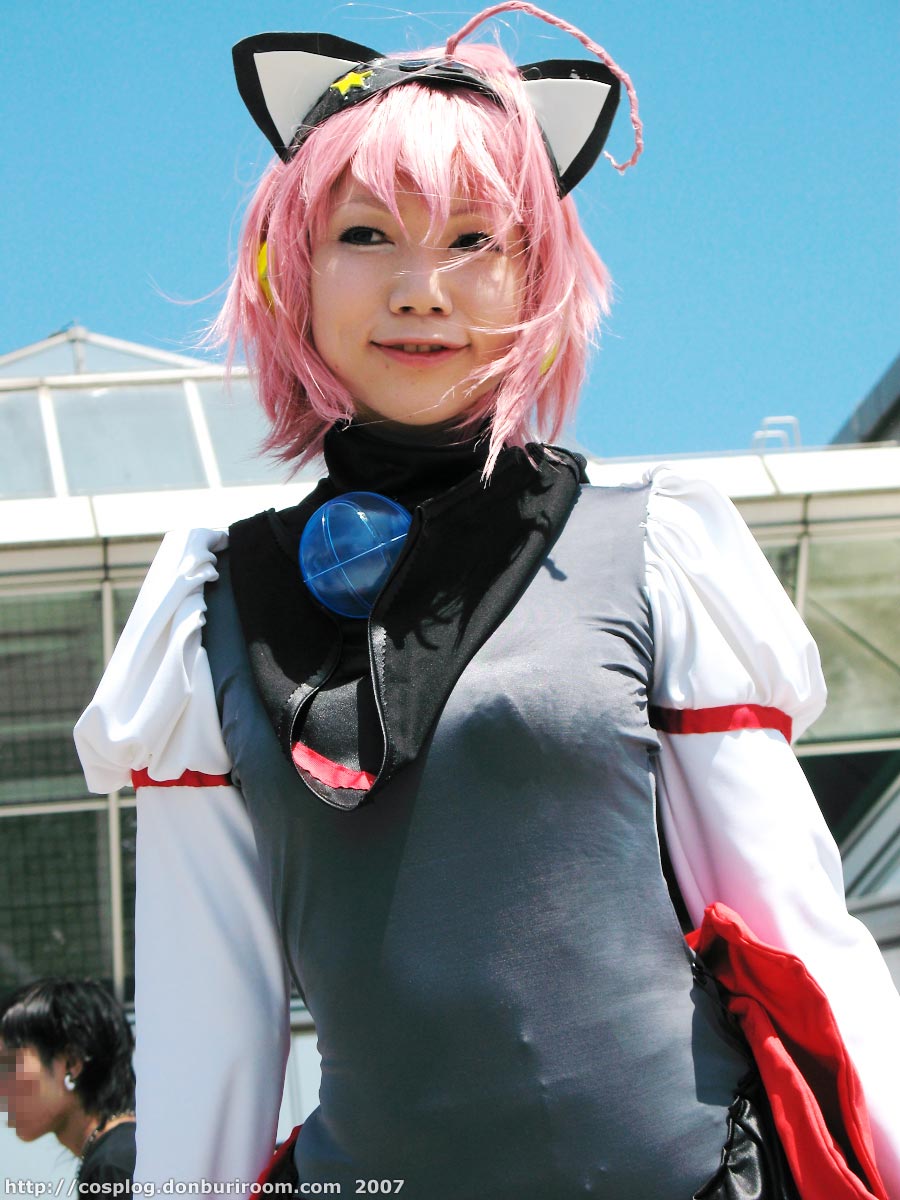 nanami akua, tempera sumi, moetan, highres, photo (medium), ahoge, animal ears, asian, cat ears, cosplay, pink hair