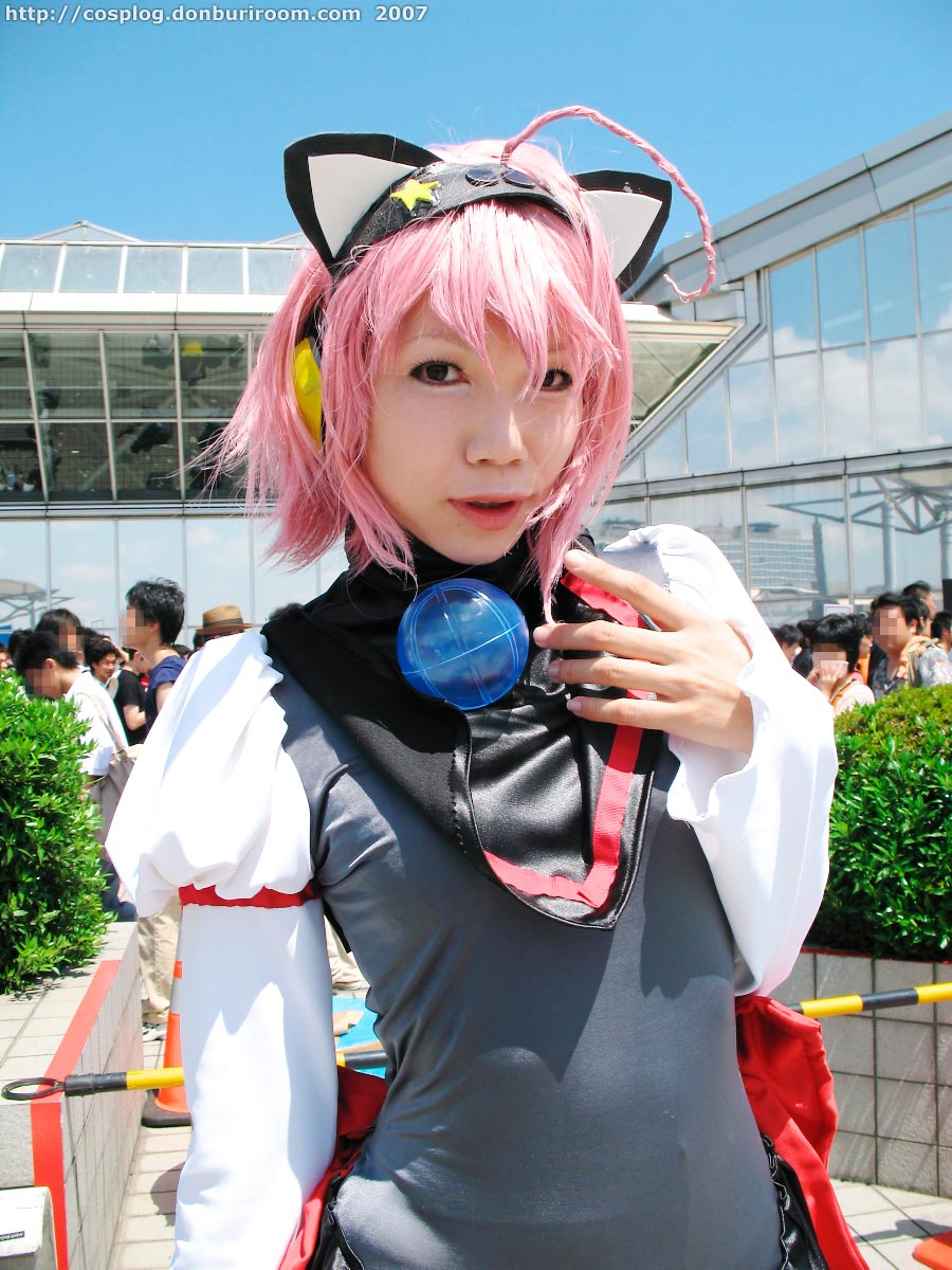 nanami akua, tempera sumi, moetan, highres, photo (medium), ahoge, animal ears, asian, cat ears, cosplay, pink hair